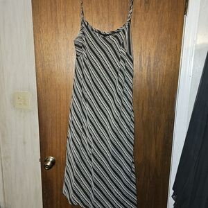 Striped Black and Tan Maxi Dress